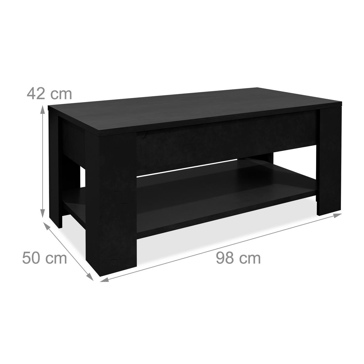 COUCHTISCH - Schwarz, Holzwerkstoff/Metall (50/98/42cm) - Relaxdays