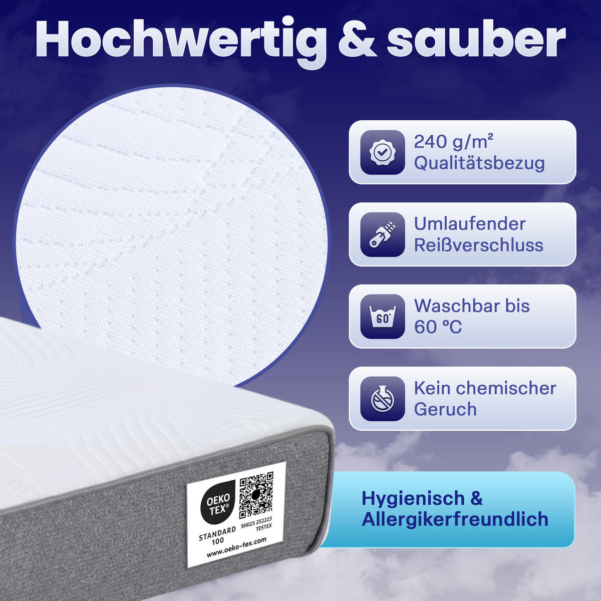 GEL-MATRATZE LINA, Höhe 11cm, 140x200cm - Weiß, Textil (140/200cm) - Arensberger