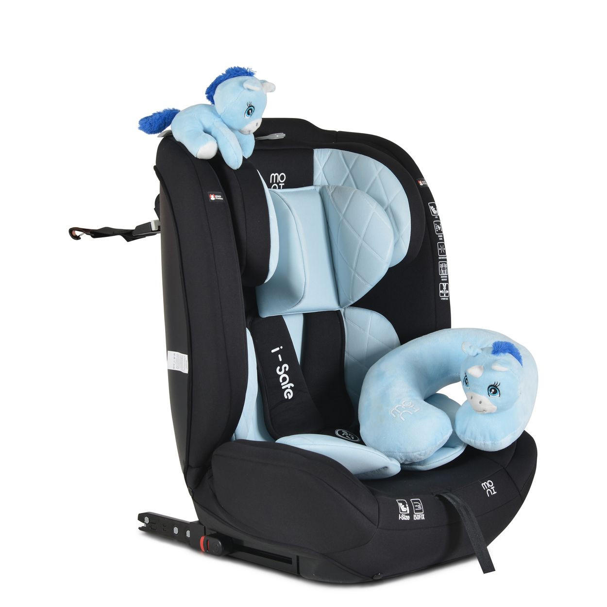 KINDERSITZ i-Size i-Safe blau (76-150cm) Isofix, Top Tether, 13-fach verstellbar - Blau, Kunststoff (45/60/46cm) - Moni