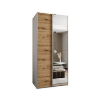 SCHWEBETÜRENSCHRANK 245,5/120/64 2-türig - Silberfarben/Eiche Artisan, Holz/Metall (120/245/64cm) - Abiks Möbel
