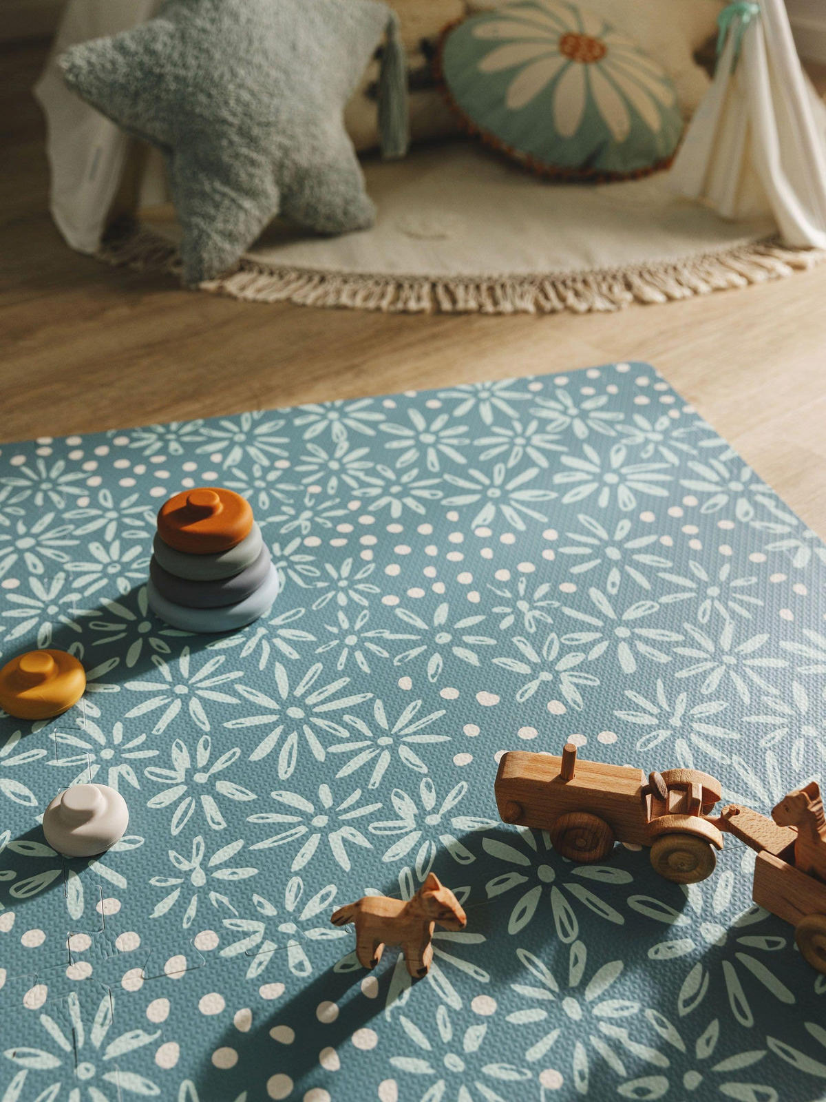 SPIELMATTE Daisy Blau 120x180 cm - Blau, Textil (120/180cm) - Lytte