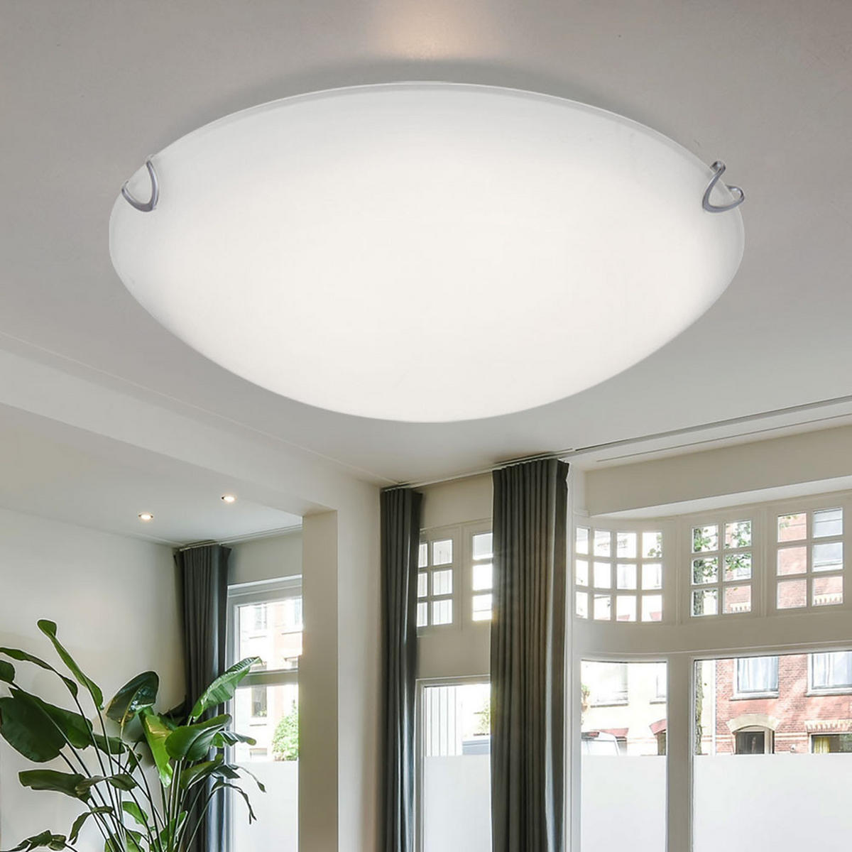 LED DECKENLEUCHTE Porak Weiß Metall - Weiß, Glas (30/30/7cm) - Globo Lighting