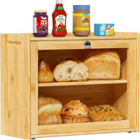 BROTKASTEN Bambus mit 2 Regalen 40 cm - Hellbraun, Naturmaterialien (17.5/31/40cm)