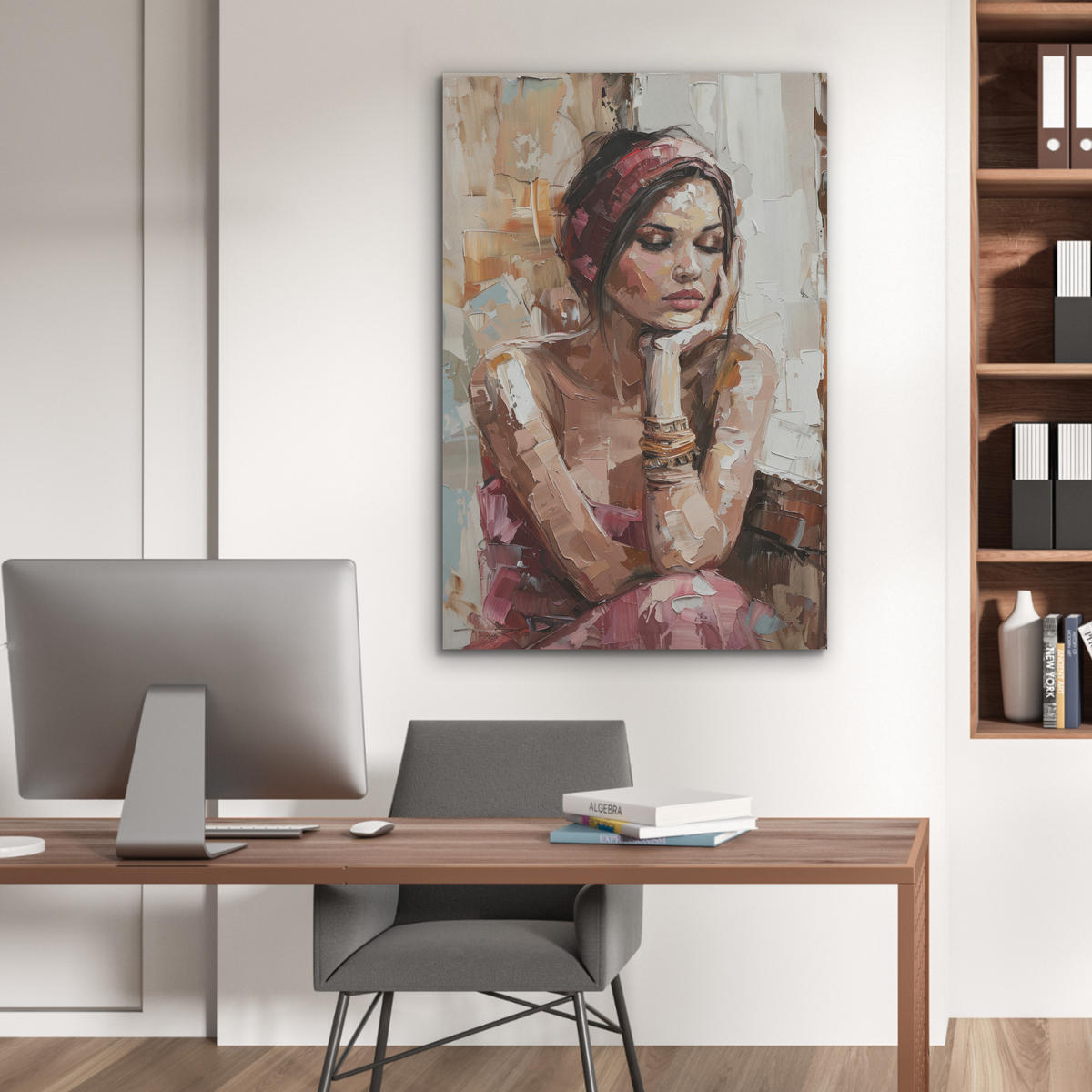 AKUSTIKBILD Frau - Lackierung - Porträt - Modern Wanddeko 60x90 cm - Altrosa, Kunststoff (60/90/0.9cm) - MuchoWow