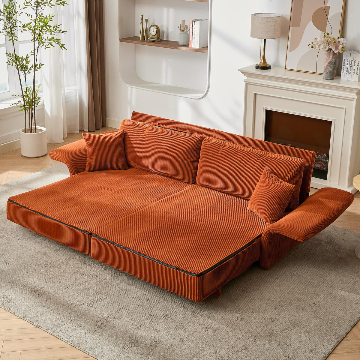 SCHLAFSOFA DE-35218 multifunktional umwandelbar Orange - Orange, Textil (88/84/182cm) - ComfortXL