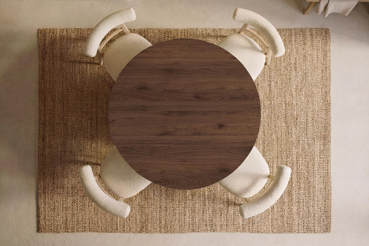 ESSTISCH Lunda rund ausziehbar verlängerbar, Wallnuss Dunkelbraun 120/120/76 cm - Nussbaumfarben/Schwarz, Holzwerkstoff (120/120/76cm) - WFL GROUP