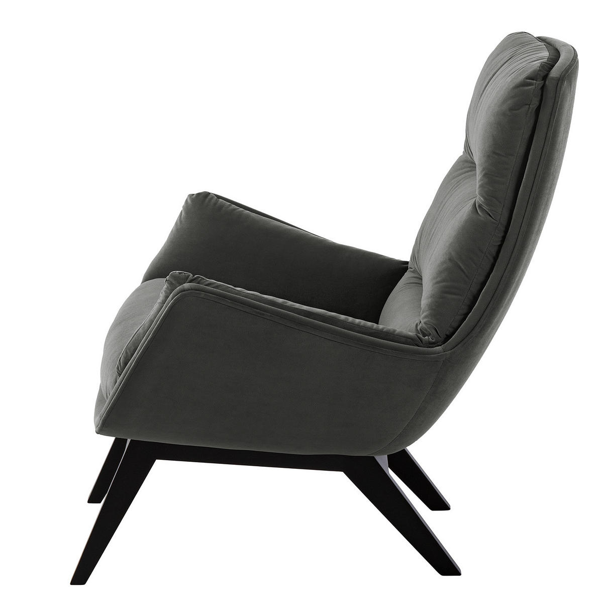 SESSEL mit Holzfüßen - Schwarz/Grün, Eichenholz/Textil (83/95/97cm) - home24