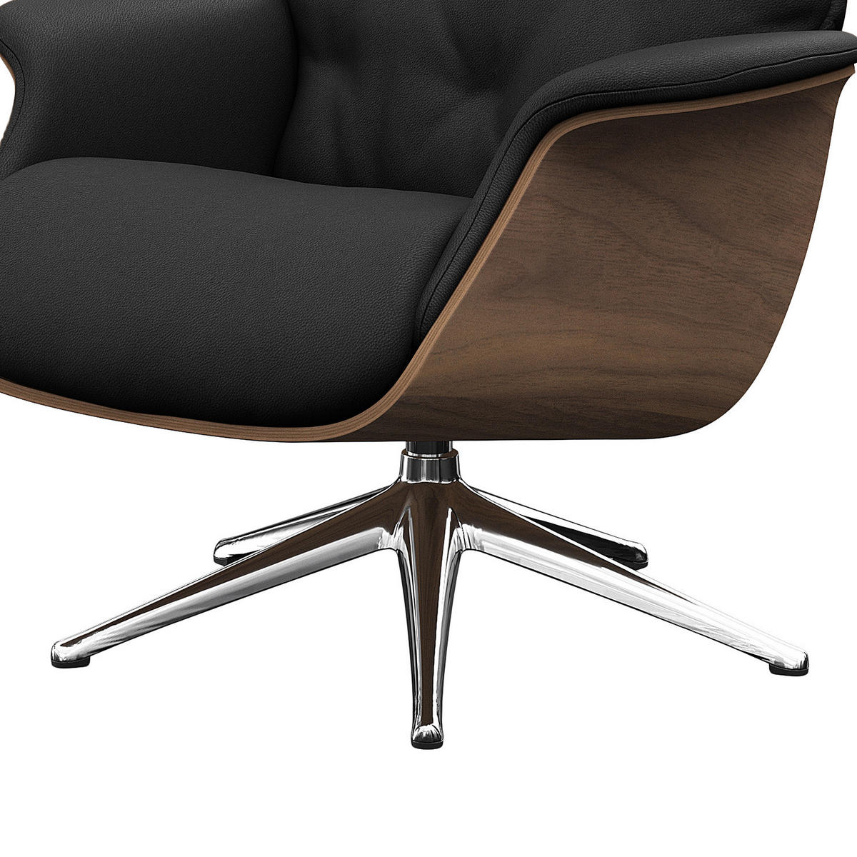 RELAXSESSEL - Echtleder - Chromfarben/Schwarz, Leder/Metall (83/110/83cm) - home24