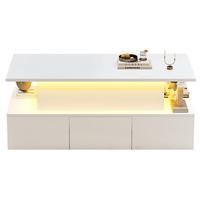 COUCHTISCH mit Liftfunktion 100 x 50 cm MDF Hochglanz Weiß - Weiß, Wellpappe (100/50/40cm) - Meubliv