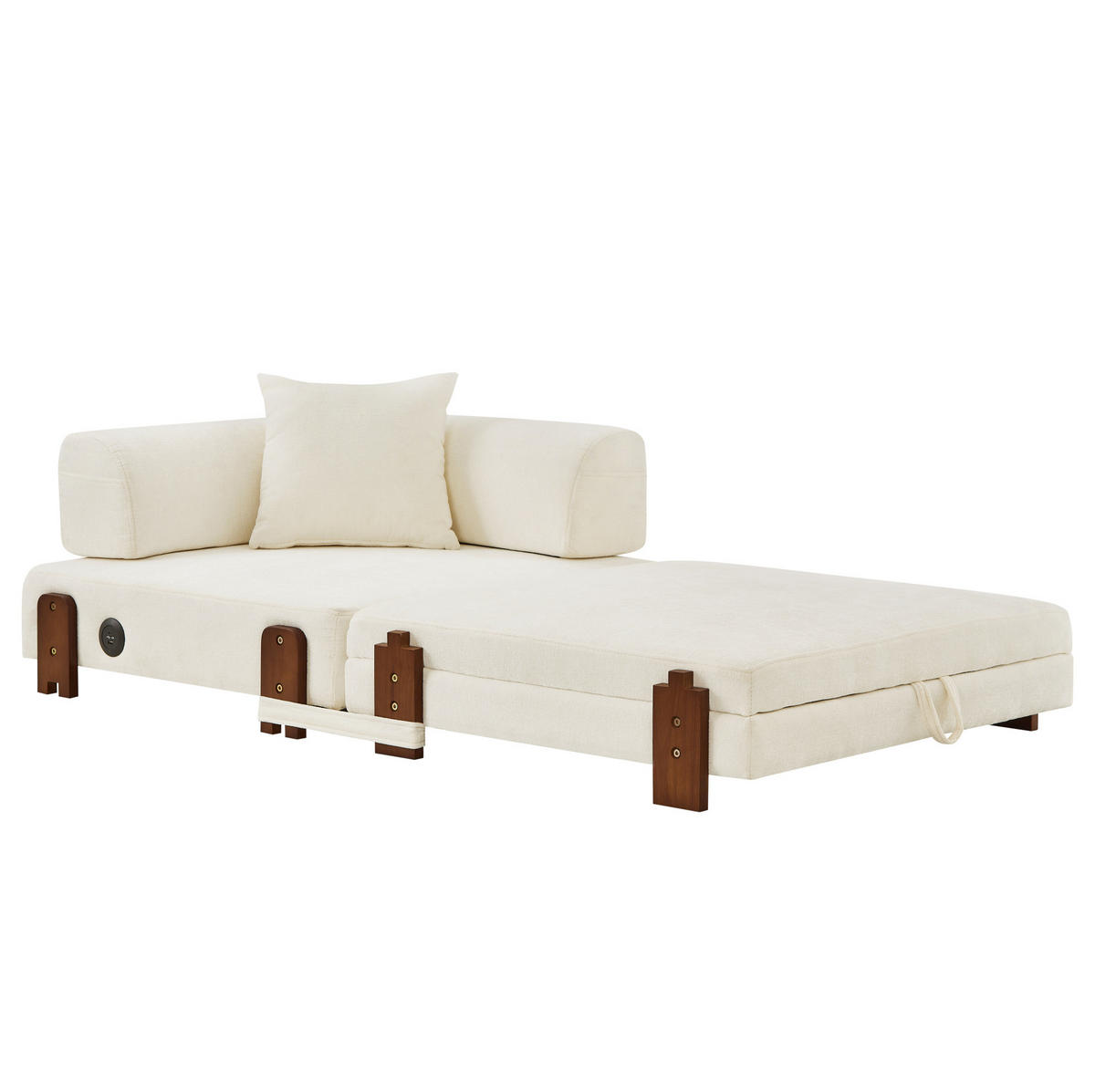 SCHLAFSOFA mit Schlaffunktion, USB- und Type-C-Anschluss, Stauraum und Seitentaschen, Beige - Beige, Textil (84/48/170.5cm) - Redom
