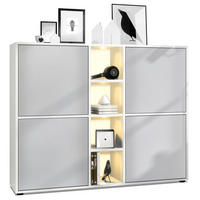 HIGHBOARD Cuba Türen in Hellgrau seidenmatt - Greige, Holzwerkstoff (130.5/105.5/35.5cm) - Vladon