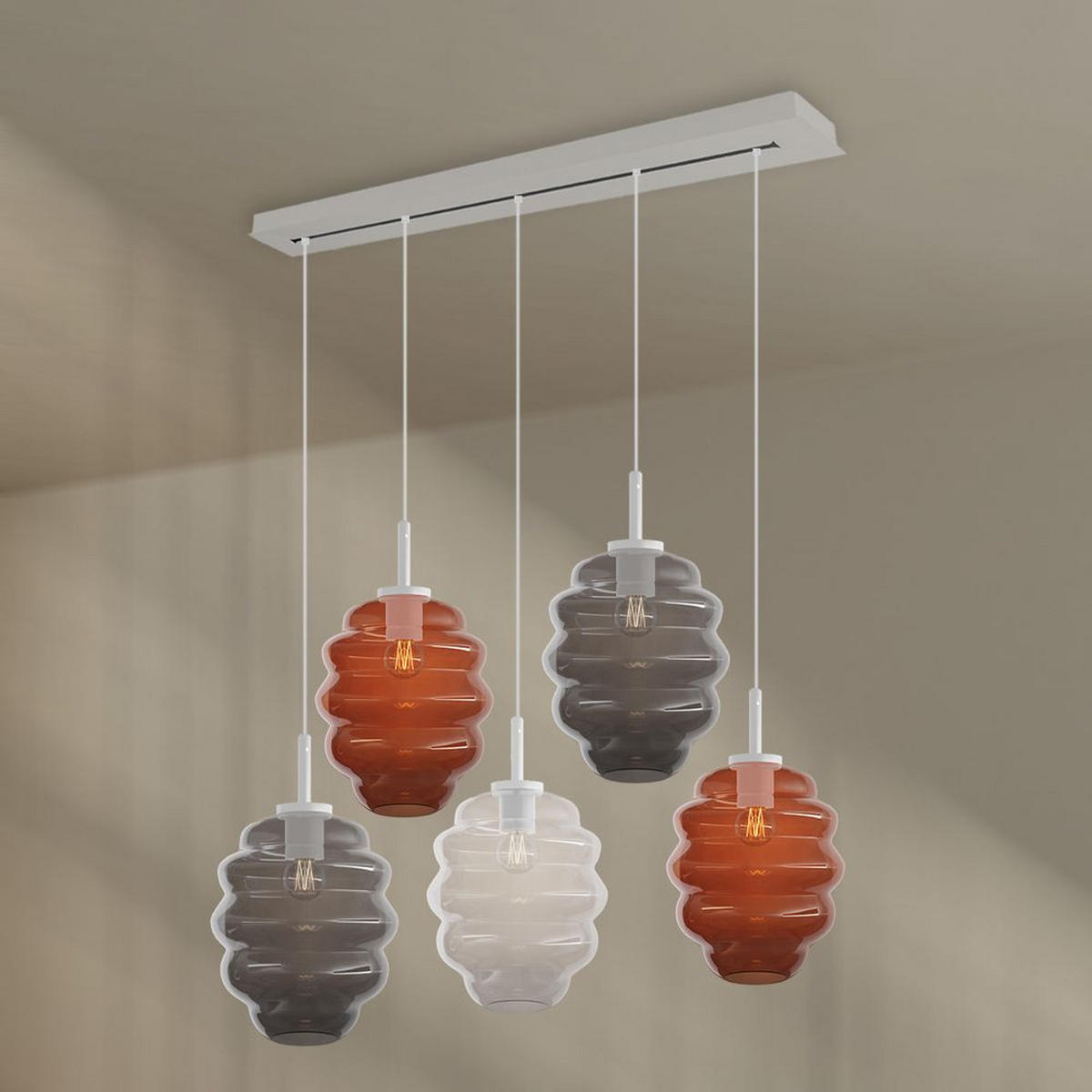 HÄNGELEUCHTE Echos 5-flammig Rauch Ø 25cm - Anthrazit/Schwarz, Glas (25/25/28cm) - s.luce