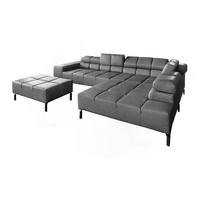 ECKSOFA NELSON Anthrazit Leder - Anthrazit/Schwarz, Leder/Metall (321/216cm) - KAWOLA