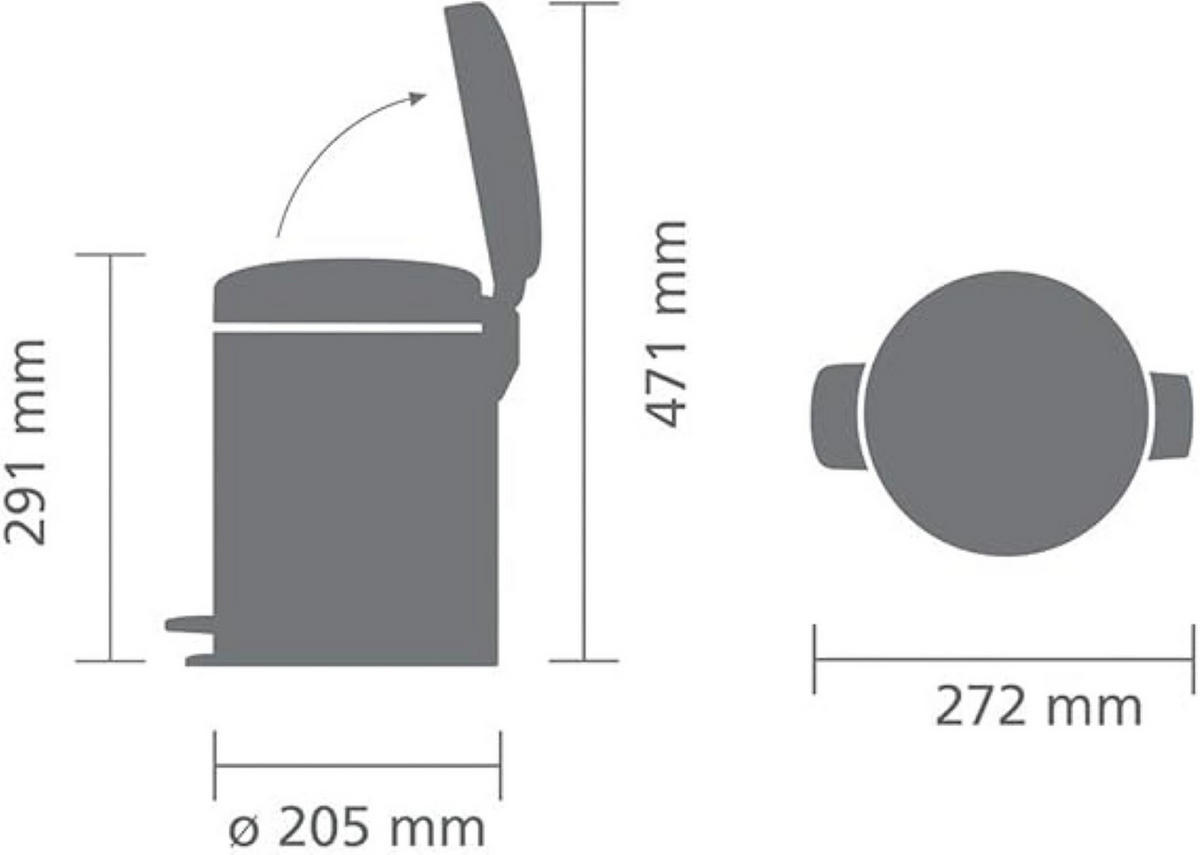 MÜLLEIMER klassisch Mit Soft Verschluss 5 Liter 30,2 x 26,3 x 21,7 cm Metall Edelstahl Matt - Grau, Metall (26.3/30.2/21.7cm) - PROREGAL