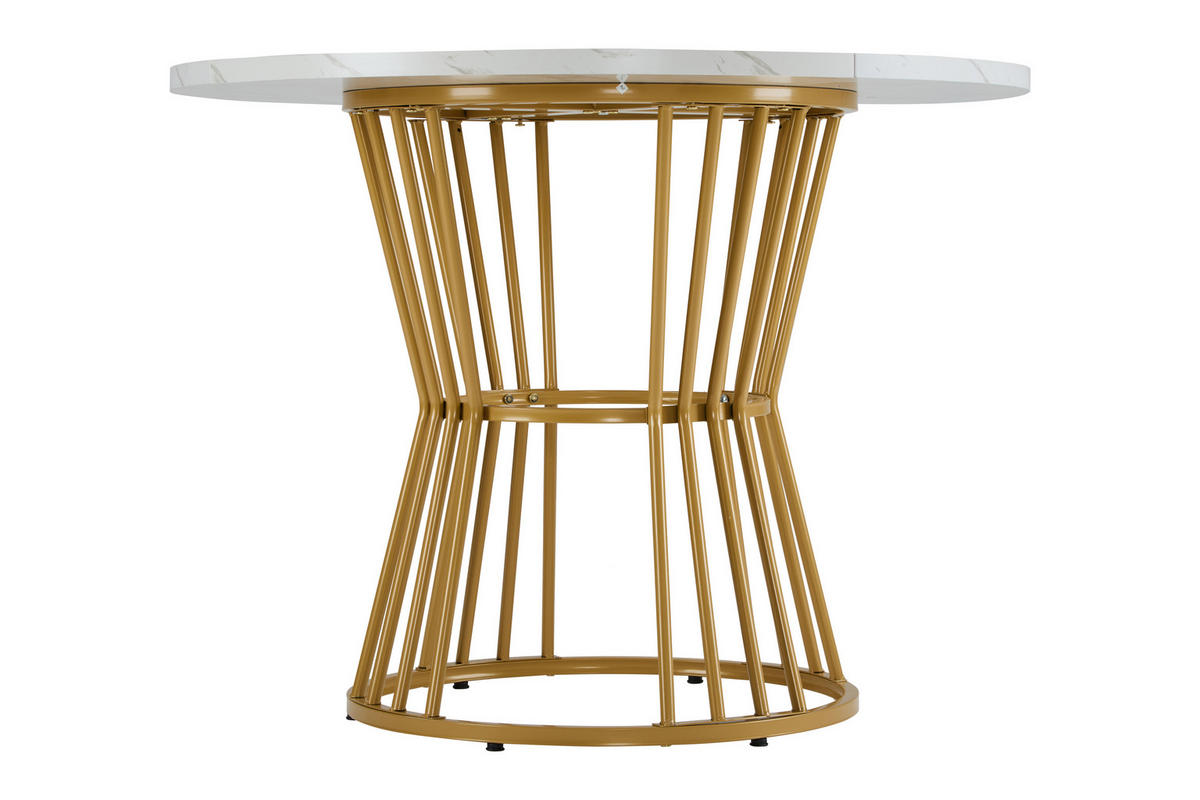 ESSTISCH 100x100x75 cm in Weiß aus MDF mit Marmoroptik auf stabilem Metallgestell - Weiß, Holzwerkstoff (90/75.5/18.5cm) - Modfu