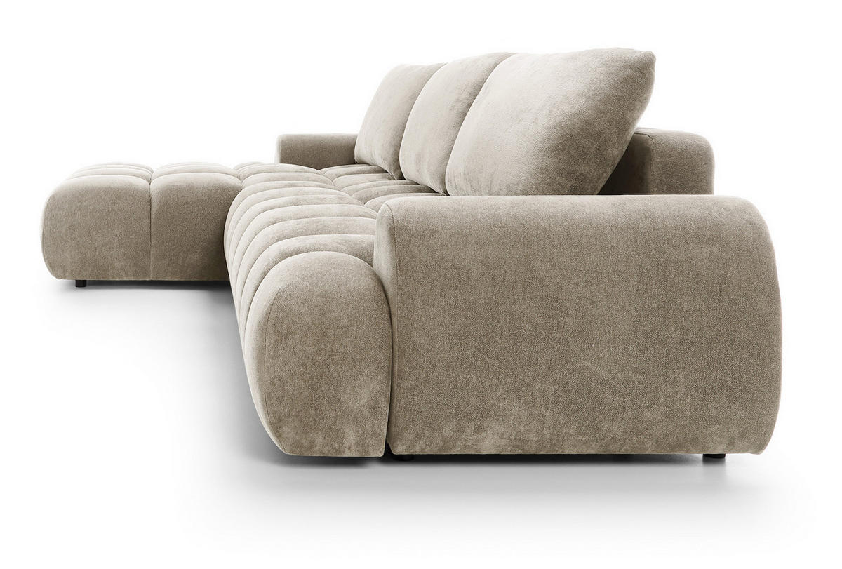 ECKSOFA 340 cm Valerio II, Schlaffunktion, Bettkasten, Links, Beige - Beige, Holz (340/177cm) - Emporius