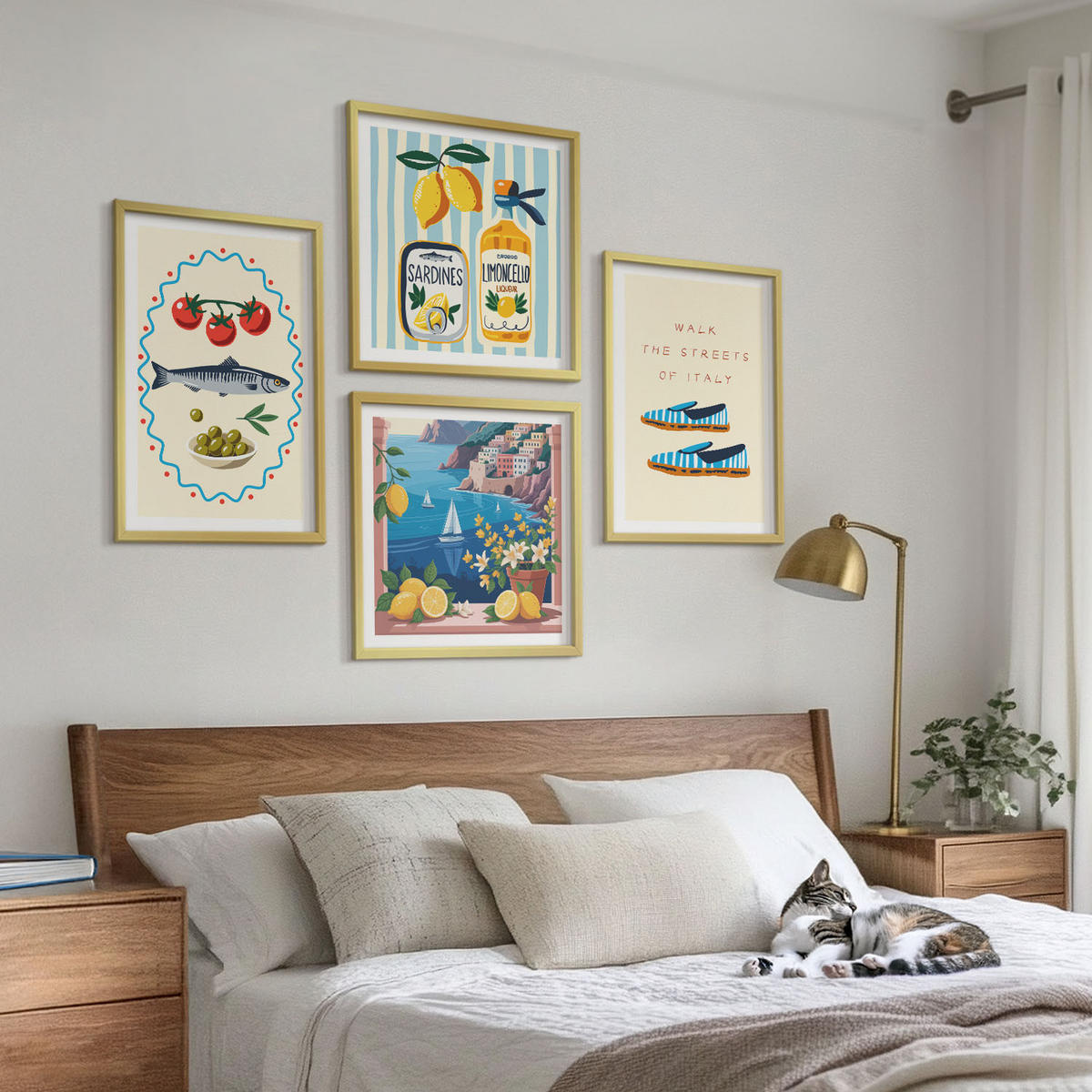 BILDER SET 4er Set - 50x50 cm & 40x60 cm Goldrahmen - Italienische Aromen, farbenfrohe Bilder - Goldfarben, Kunststoff (50/50cm) - TULUP