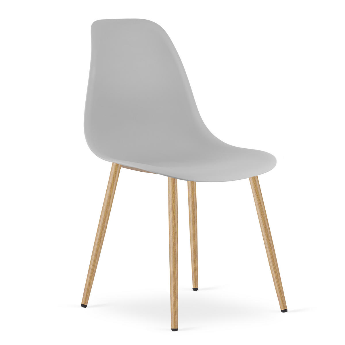 ESSZIMMERSTUHL 4-er Set KALEO grauer Sitz, natürliche Beine - Naturfarben/Grau, Kunststoff (46/84/51cm) - Valora