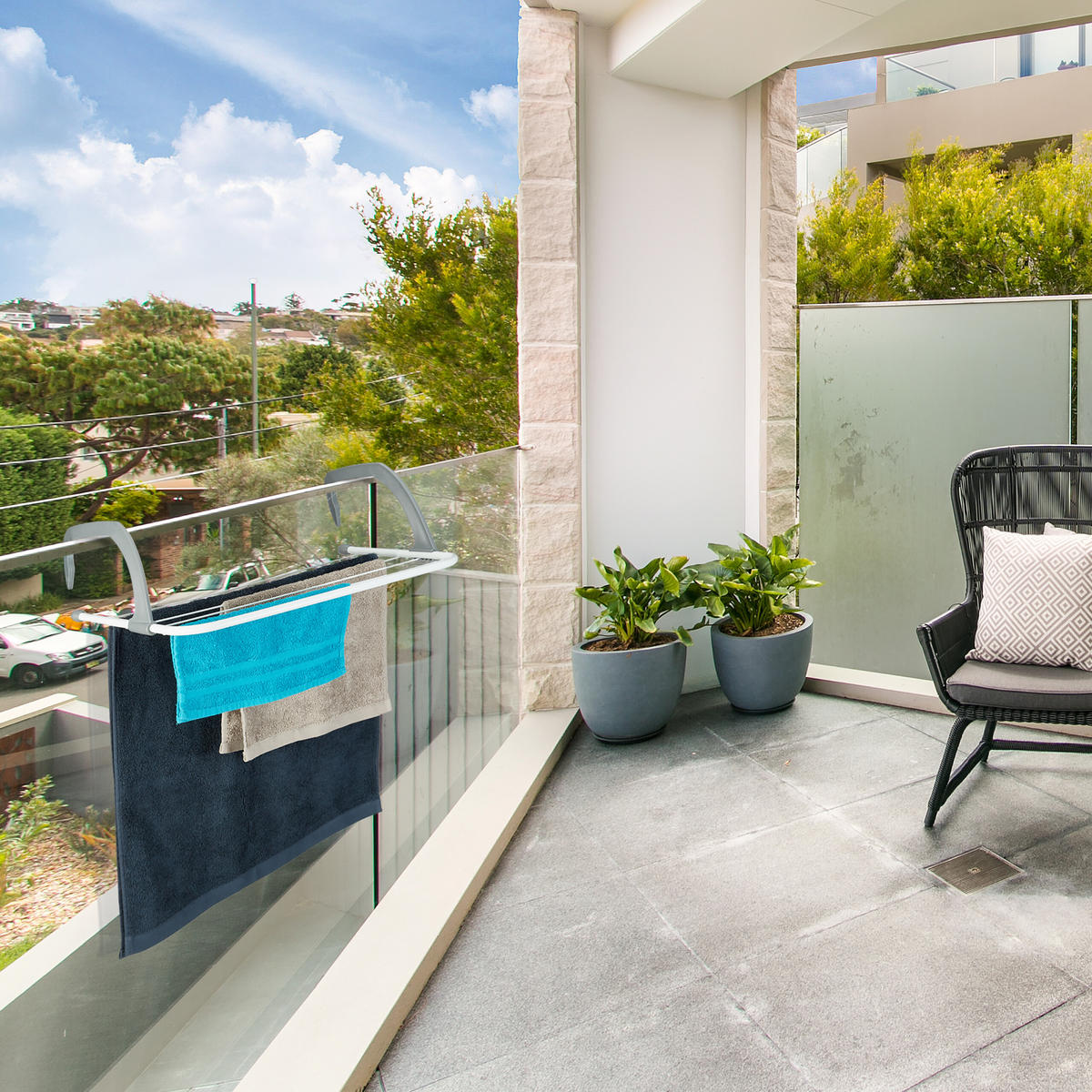 3XSUŠIAK - biela, kov/plast (51/16/53cm) - Relaxdays