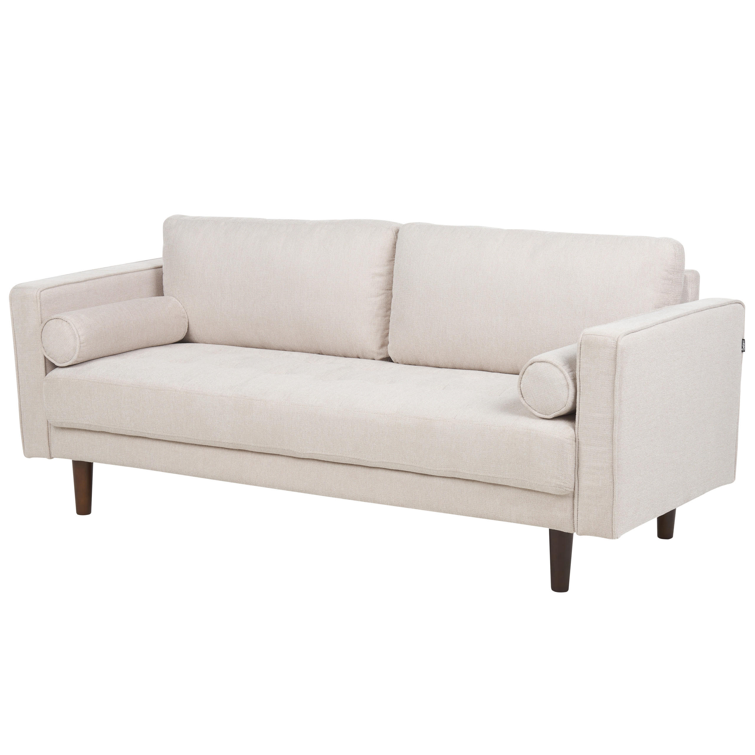 3-SITZER-SOFA hellbeige Nurmo - Dunkelbraun/Beige, Textil (177/78/74cm) - Beliani