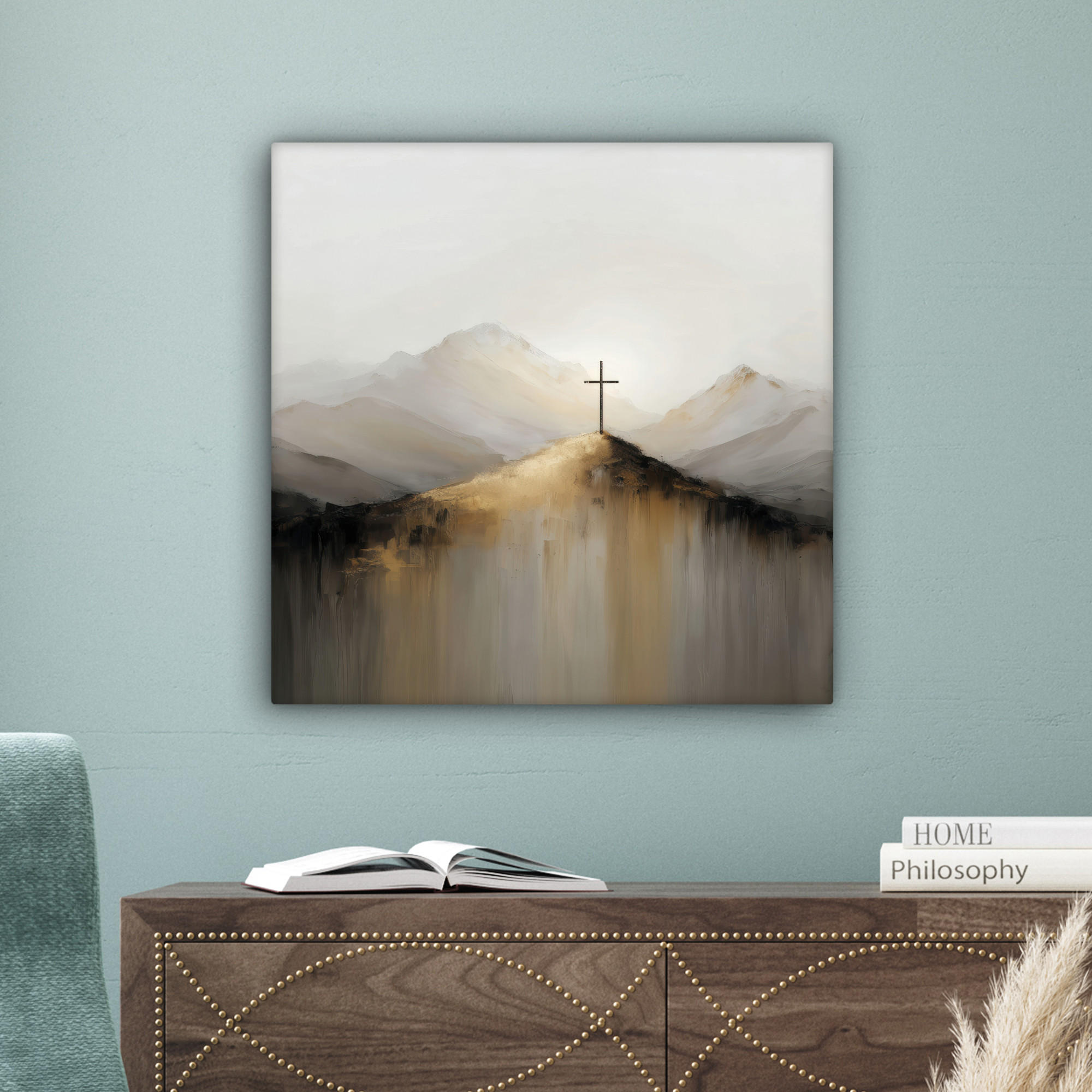MuchoWow Leinwandbild Beige 50x50 cm