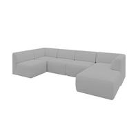 WOHNLANDSCHAFT Ottomane Rechts MOVO-L 345x180x78 cm Hellgrau Bouclé - Anthrazit, Holzwerkstoff/Kunststoff (180/78/345cm) - ALTDECOR