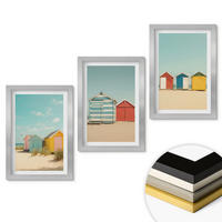 WANDBILDER 3er Set - 20x30 cm Silberner Rahmen - Bunte Häuser, Strand, Sonne - Silberfarben, Kunststoff (20/30cm) - ArtPrintCave