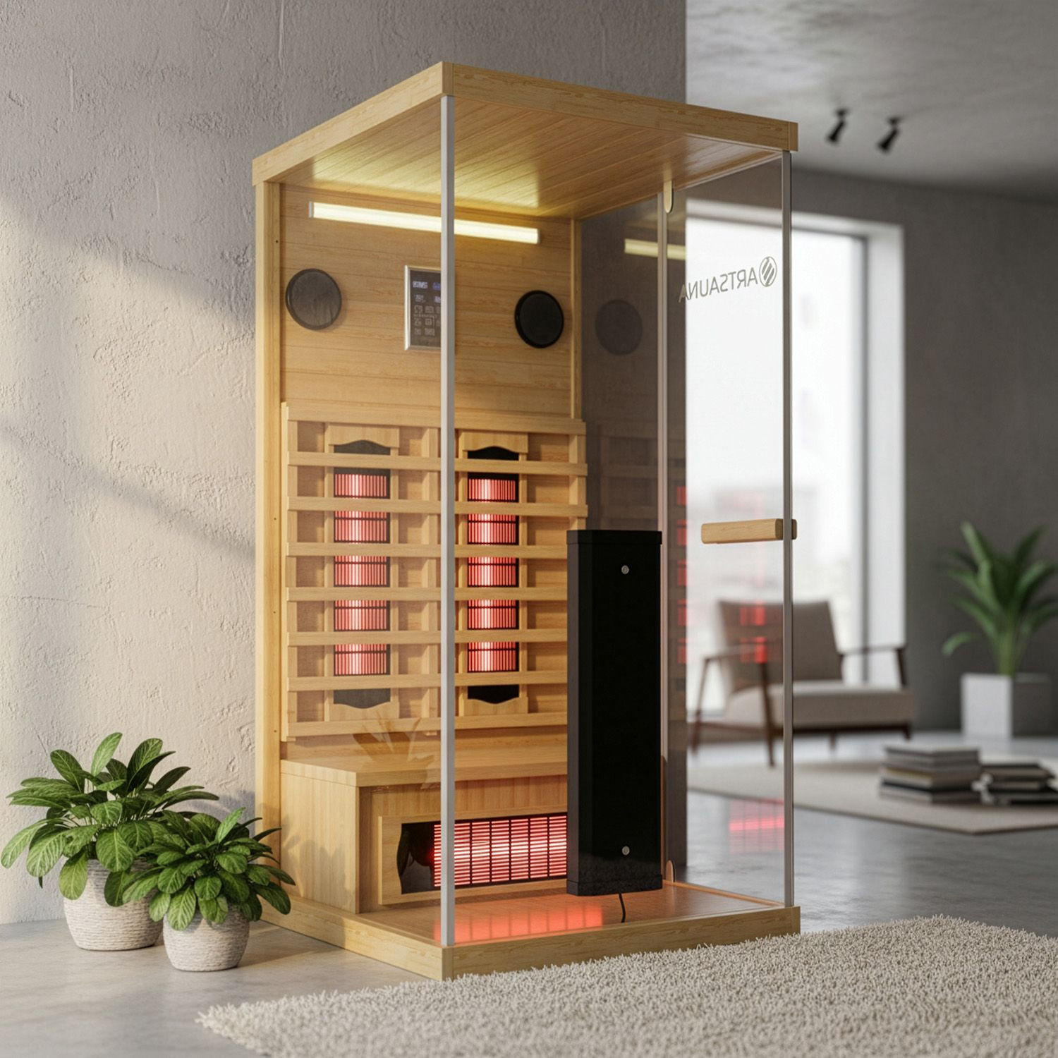 INFRAROTKABINE Göteborg mit Vollspektrumstrahlern - Naturfarben, Holz (90/190/90cm) - Artsauna