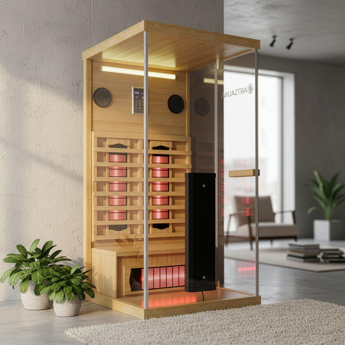 INFRAROTKABINE Göteborg mit Vollspektrumstrahlern - Naturfarben, Holz (90/190/90cm) - Artsauna