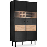 VITRINENSCHRÄNK LOFTY TV/Weineinlage, schwarz / Eiche natur - Eichefarben/Multicolor, Holzwerkstoff (102/174/41cm) - KONSIMO®