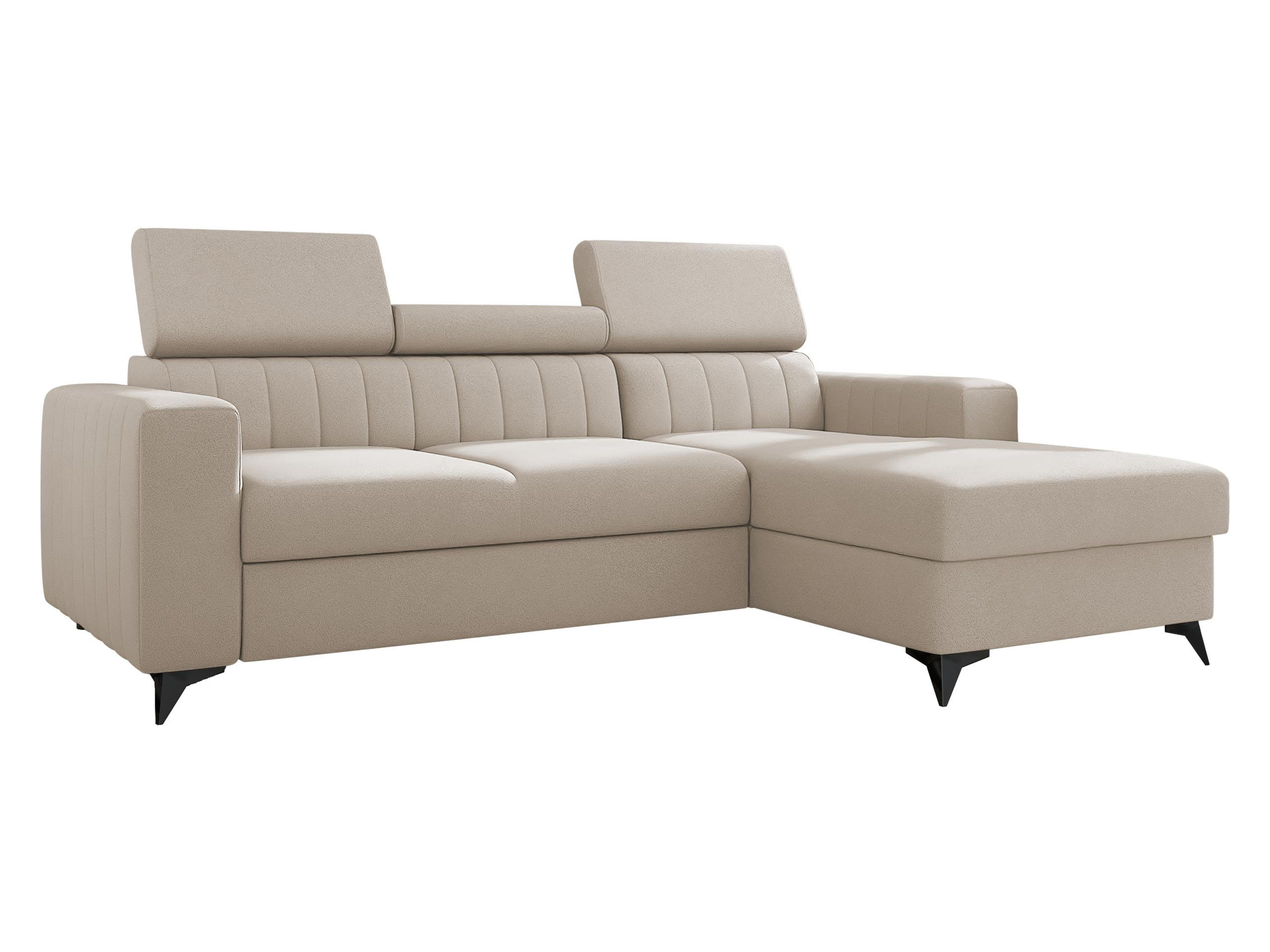 ECKSOFA Milano, Seite: Rechts 2R+LC - Beige/Schwarz, Holz/Textil (236/172cm) - MIRJAN24