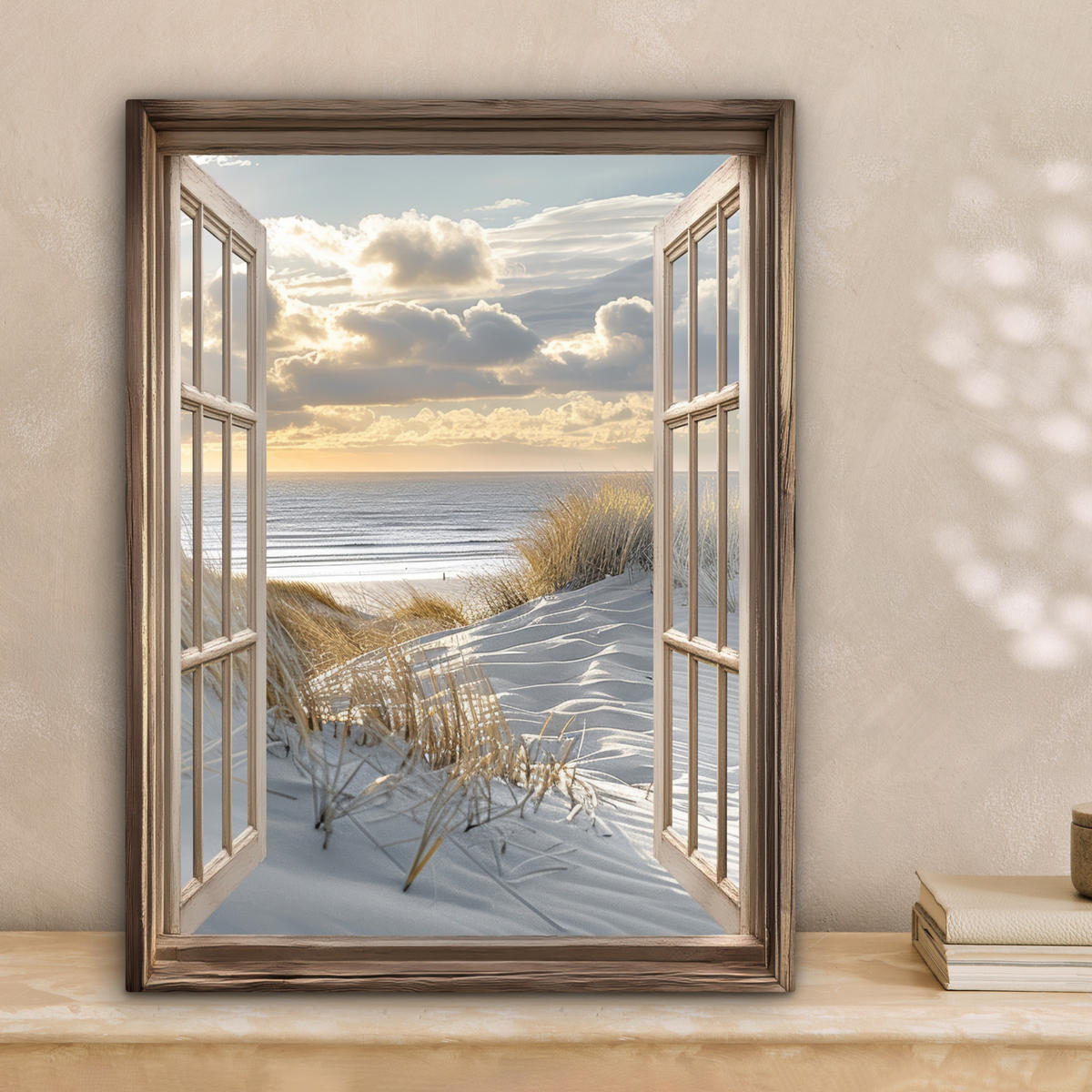 LEINWANDBILD Ausblick - Strand - Dünen - Meer - Natur 30x40 cm - Sandfarben, Textil (30/40cm) - MuchoWow