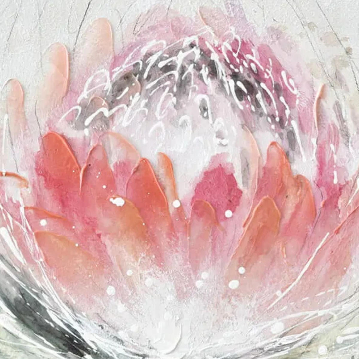 ACRYLBILD HANDGEMALT 60/60 cm - Pink/Weiß, Holz/Textil (60/60cm) - KUNSTLOFT