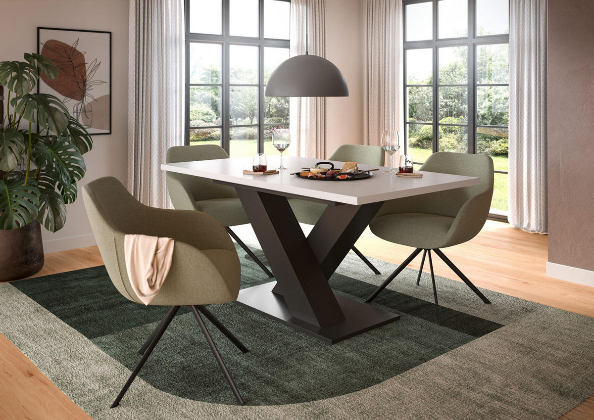 ESSTISCH MOTION (B/H/T: ca. 150/76/90 cm) in grau/weiß - Grau, Holzwerkstoff (90/150/76cm)