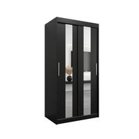 SCHWEBETÜRENSCHRANK 200/100/62 2-türig - Silberfarben/Schwarz, Holz/Kunststoff (100/200/62cm) - MÖBEL KRYSPOL