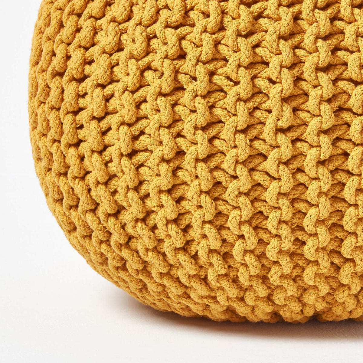 STRICK-POUF senfgelb, 40/40/35 cm - Currygelb, Textil (40/35/40cm) - Homescapes