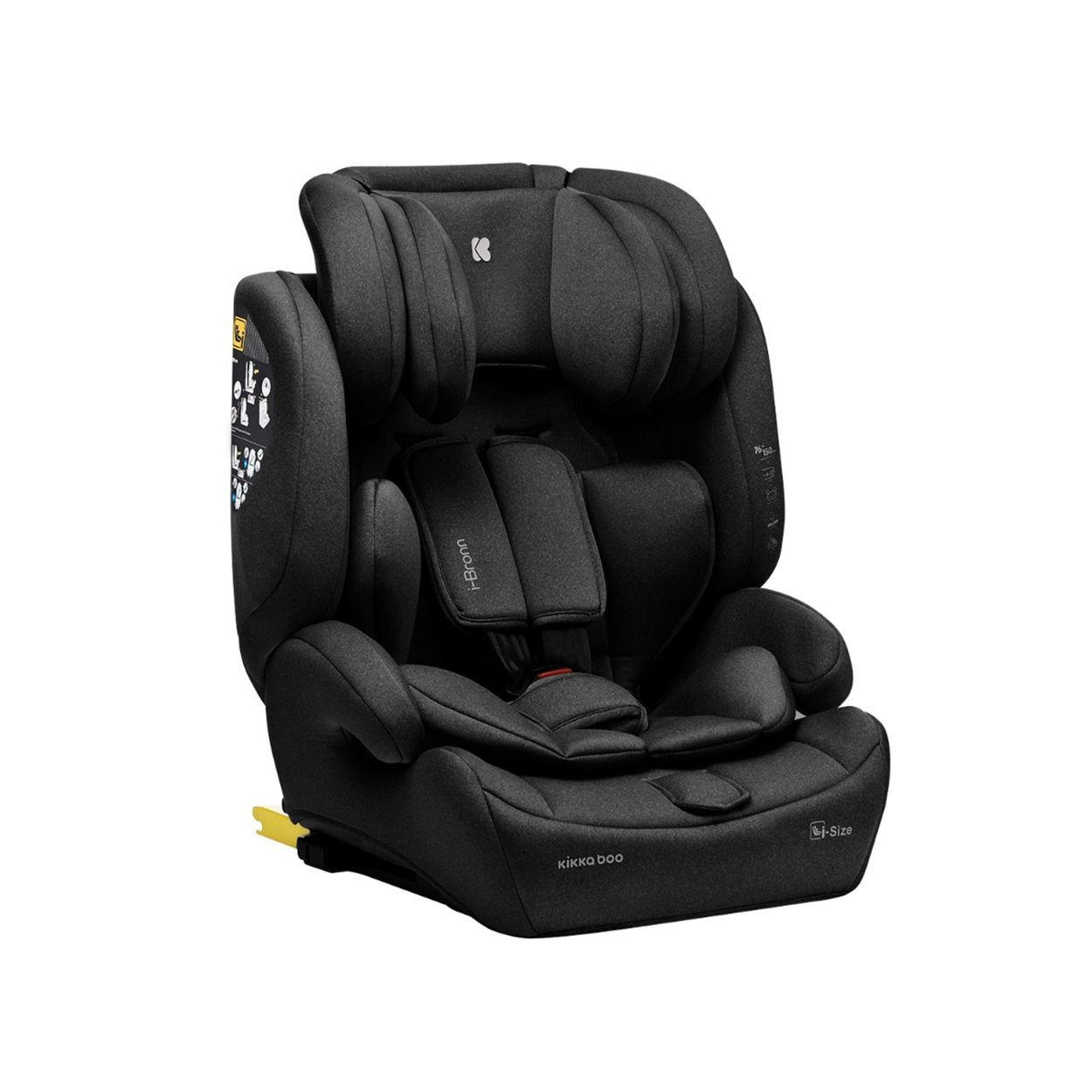 KINDERSITZ I-Bronn i-Size schwarz (76-150cm) Isofix, Top Tether, Kissen, Gurt - Schwarz, Kunststoff (43/59/46cm) - Kikka boo