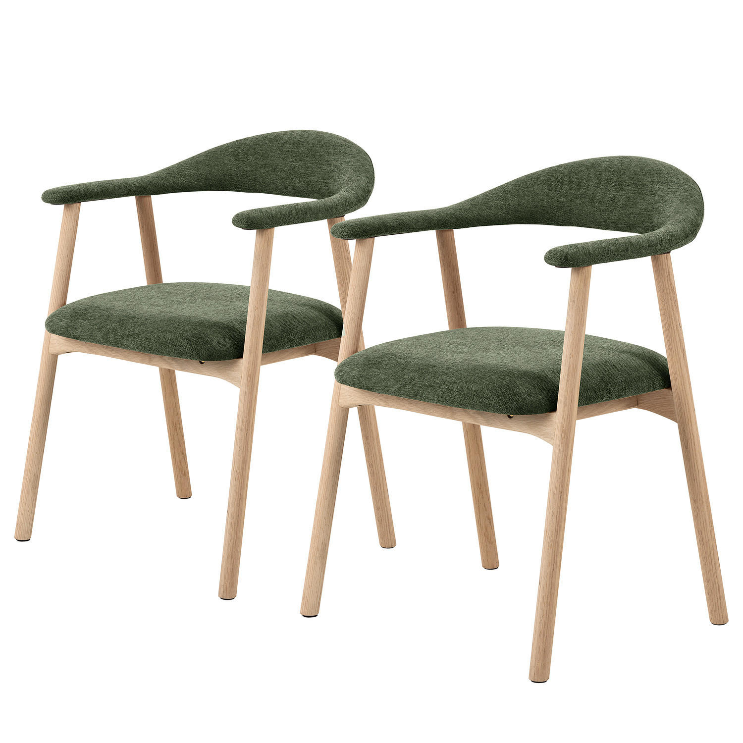 ARMLEHNENSTUHL - 2er-Set - Eiche Bianco/Beige, Eichenholz/Holz (56/76/54cm) - home24