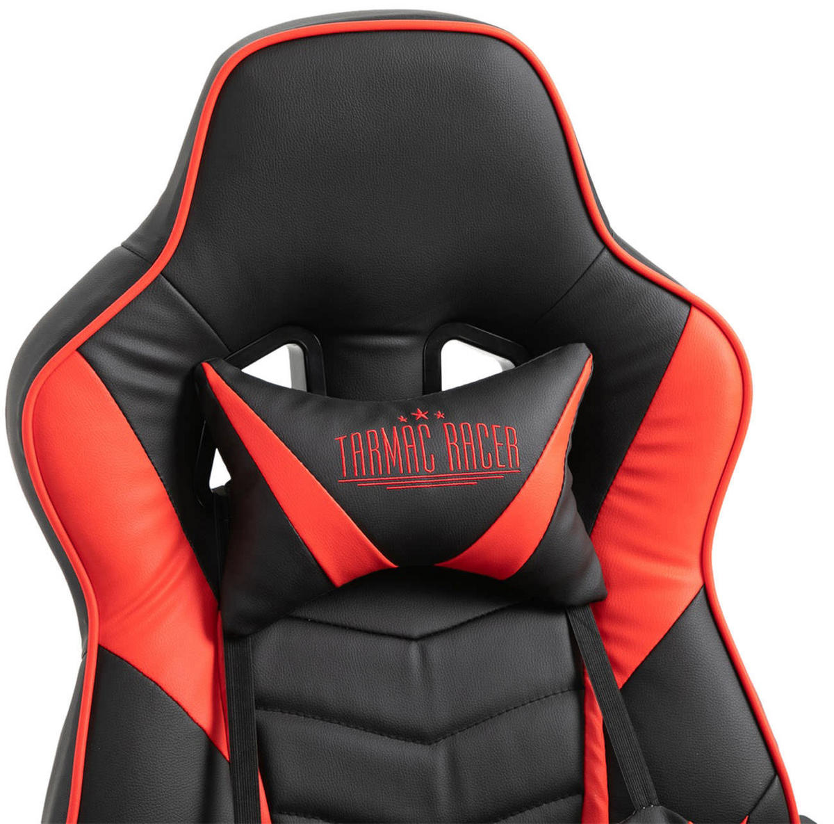 CHEFSESSEL Lederlook schwarz/rot - Rot/Schwarz, Kunststoff/Textil (67/120/69cm) - CLP