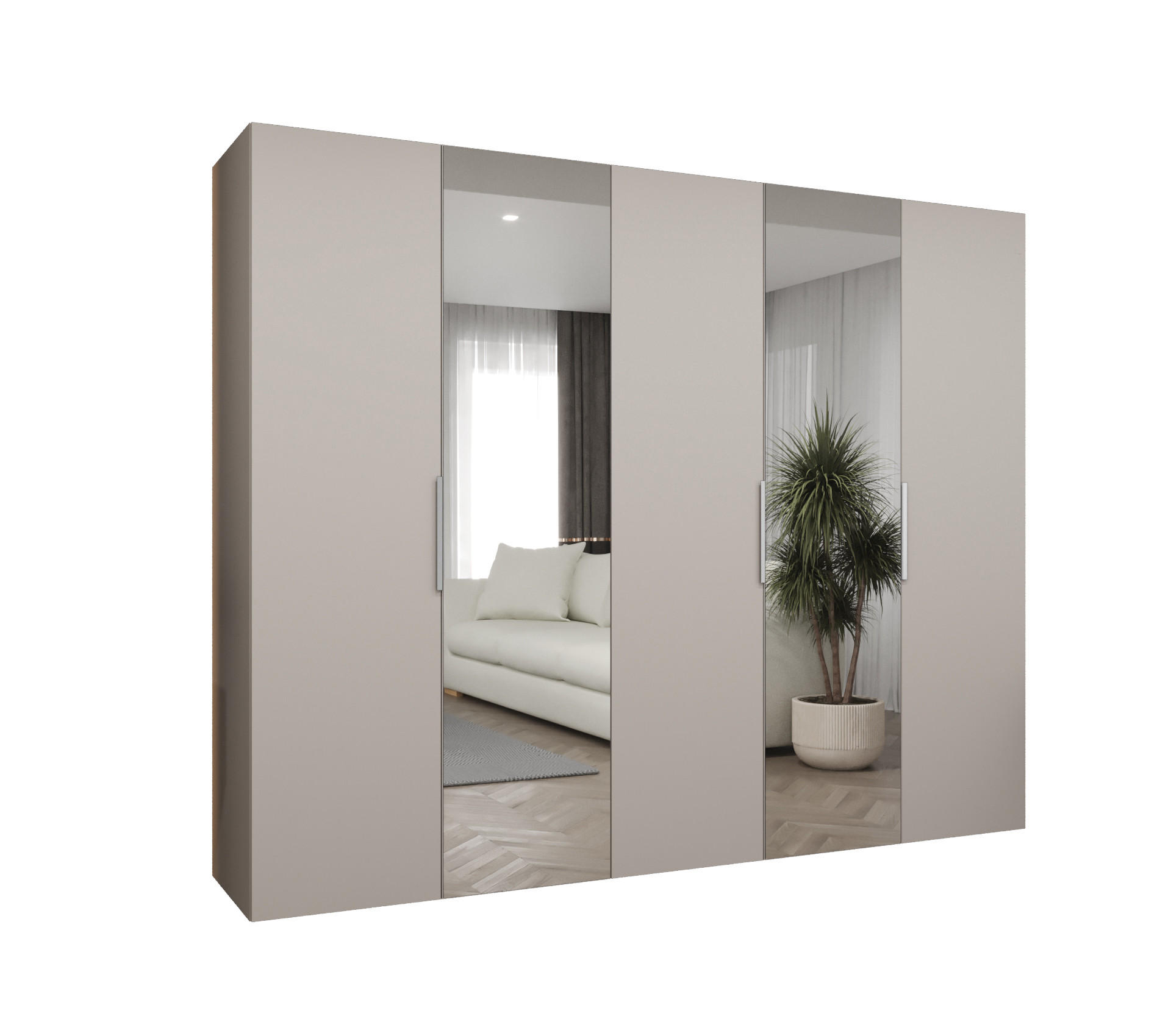 DREHTÜRENSCHRANK 202/250/52 5-türig - Kaschmir/Schwarz, Holz (250/202/52cm) - MÖBEL KRYSPOL