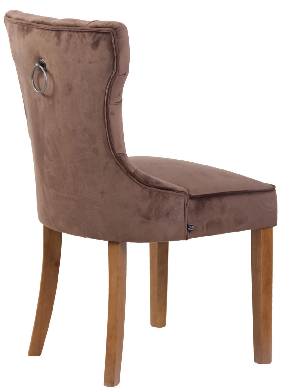 STUHL Samt braun - Naturfarben/Braun, Holz/Textil (51/90/59cm) - CLP