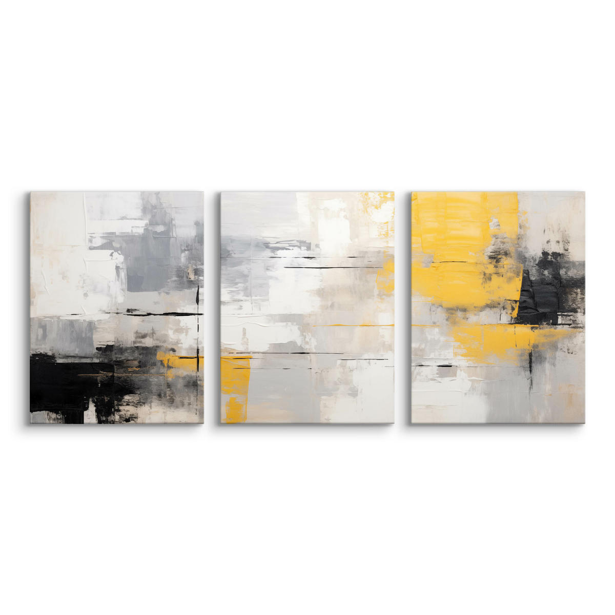 LEINWANDBILDER 3-es Set Moderne Kunst - Beige/Gelb, Textil (90/40cm) - Muralo