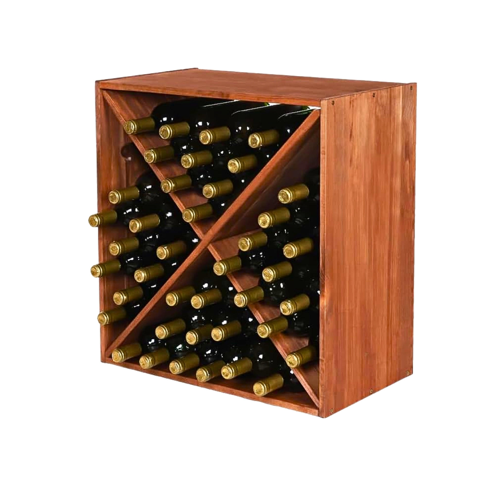 WEINREGAL Vincellar Mod 60x60x30 cm Kreuz Modul Für 40 Flaschen Massives Kiefernholz Braun Geölt - Braun, Holz (60/60/30cm) - PROREGAL