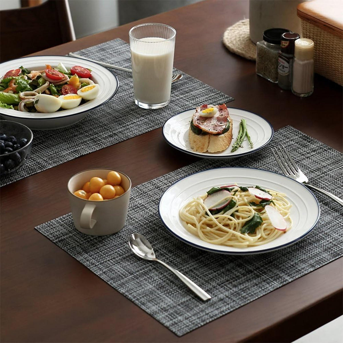 PLATZSETS (4er-Set) – 30 x 45 cm – Grau - Grau, Leder (30/45cm)