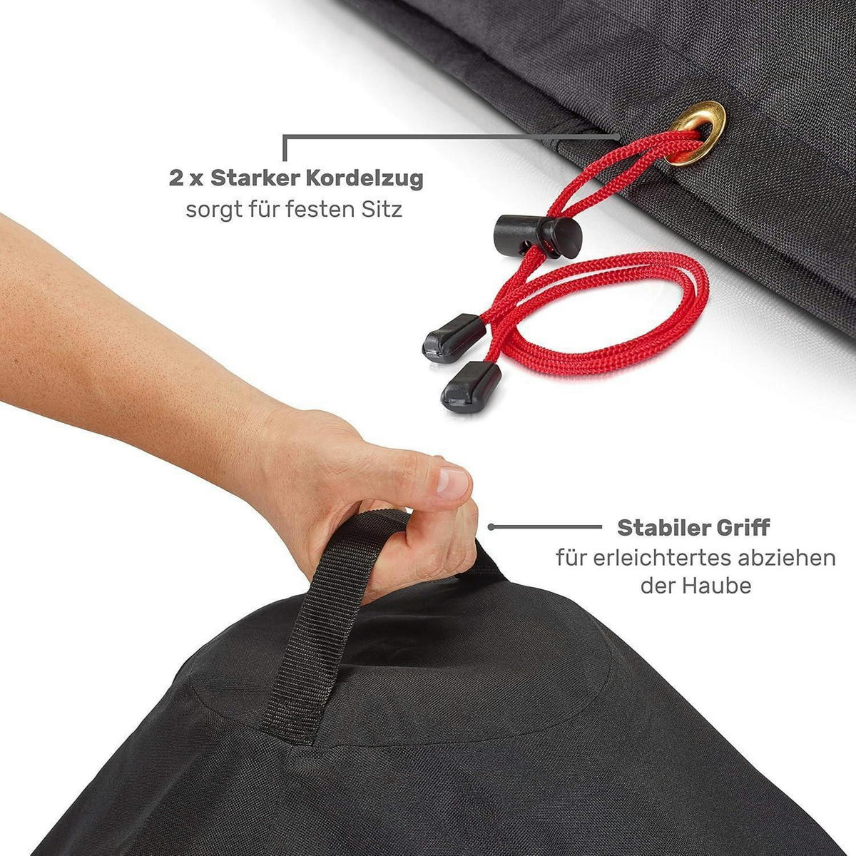 GRILLABDECKUNG wetterfest für Kugelgrill bis 60 cm mit Aufbewahrungsbeutel - Schwarz, Textil (5.9/29/23cm)
