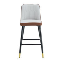 BARHOCKER 2er-Set Hellgrau/Braun mit PU-Leder und Fußraste - Braun, Metall (42/100/45cm) - PANGIVO