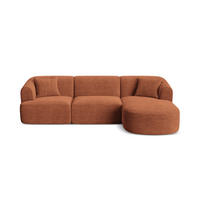MODULARES-ECKSOFA rechts Campi aus Cord terrakotta 4 Sitzplätze - Terracotta, Textil (156/256cm) - Cosmopolitan Design