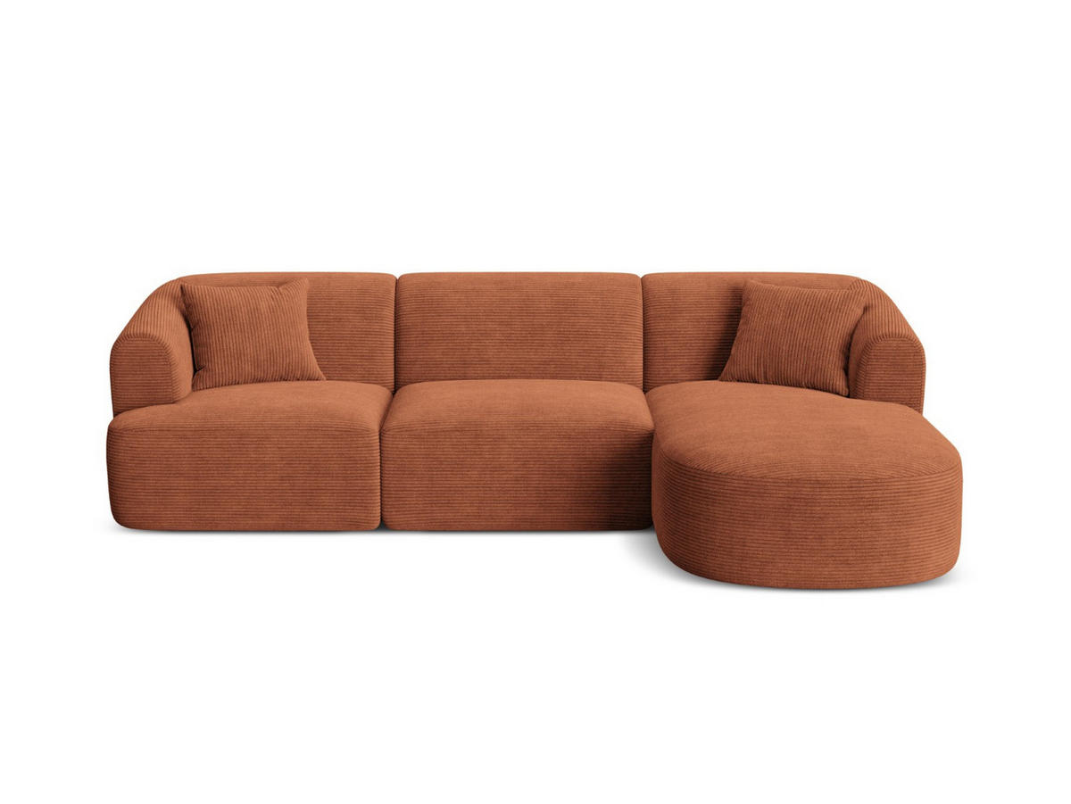 MODULARES-ECKSOFA rechts Campi aus Cord terrakotta 4 Sitzplätze - Terracotta, Textil (156/256cm) - Cosmopolitan Design