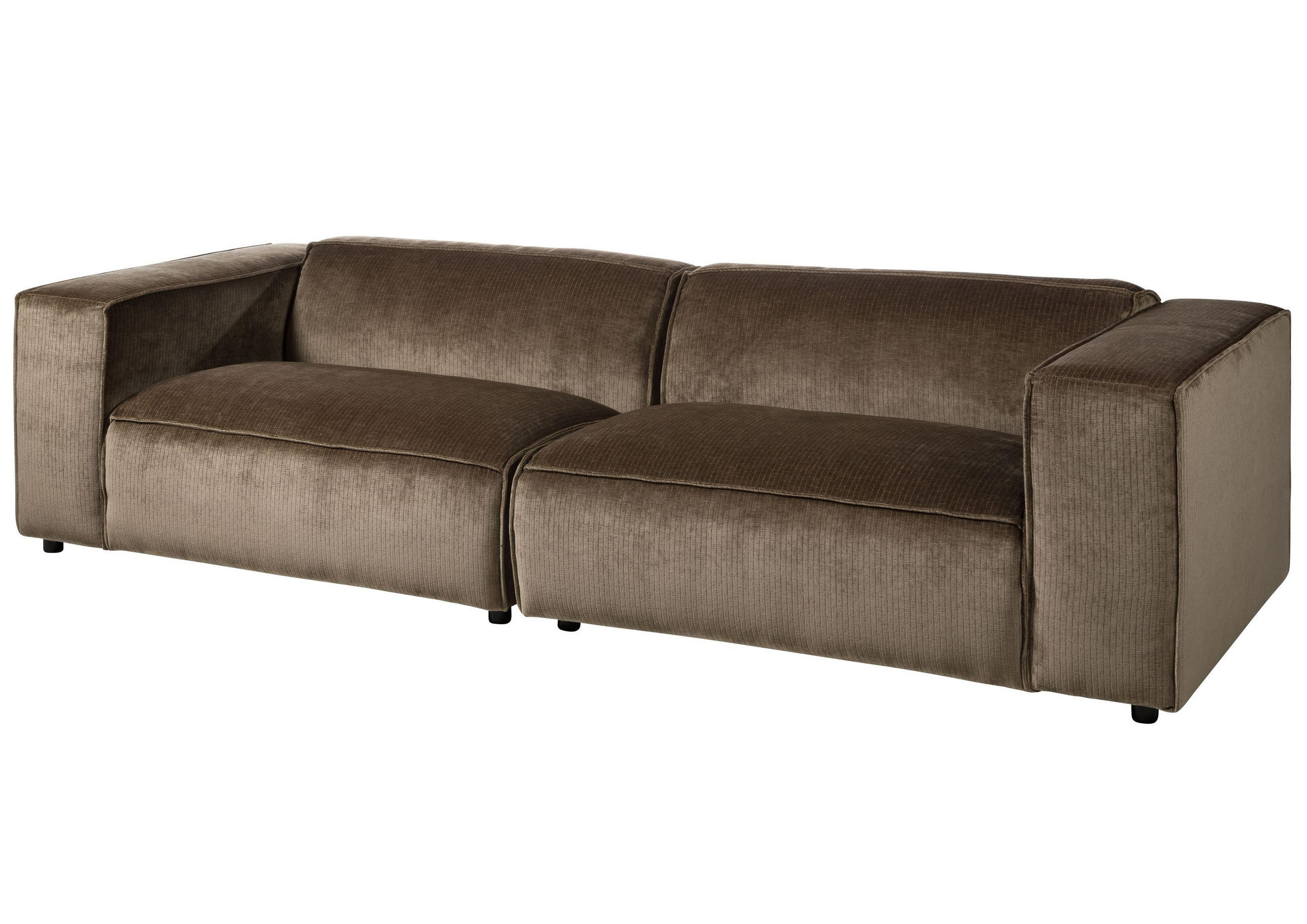 SOFA 3-Sitzer 286x103x69 Cord taupe VALENCIA - Taupe, Holzwerkstoff (286/69/103cm) - Massivmoebel24
