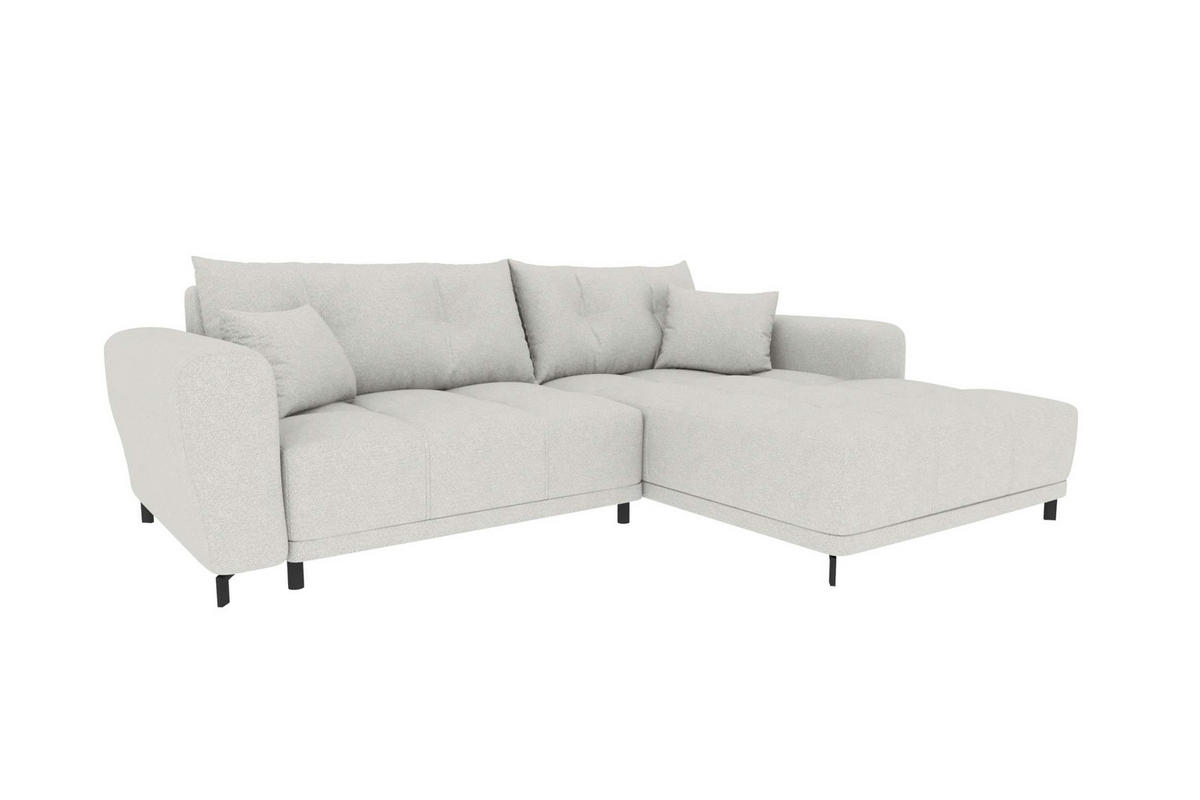 ECKSOFA Massimo Strukturstoff Hellgrau inkl. Schlaffunktion Rechts - Hellgrau/Schwarz, Textil/Metall (246/177cm) - 99rooms